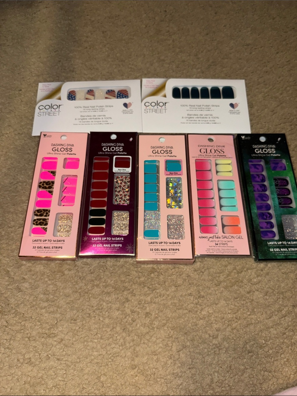 Gloss Gel Nail Strips Variety Pack - Pink, Teal, Purple, Blue, Neon